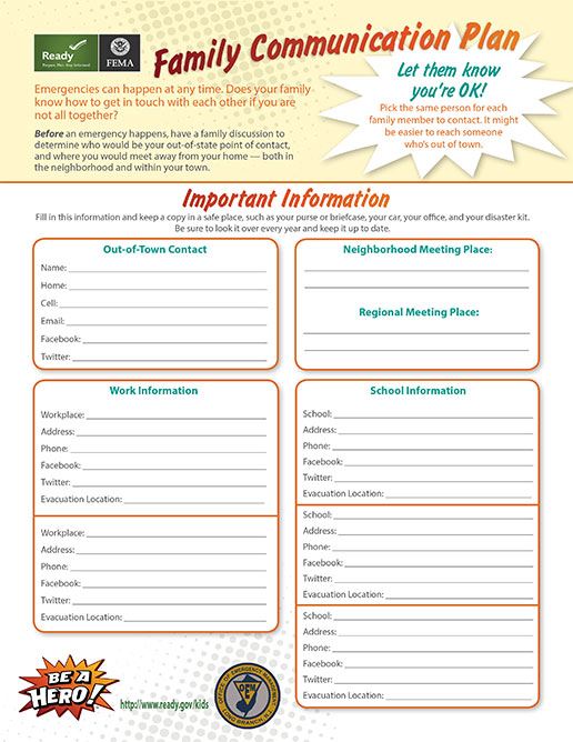 Family Connection Plan - Important Information Checklist