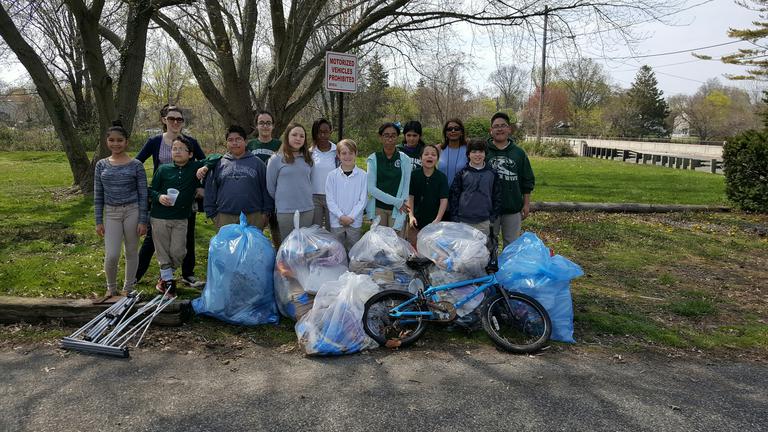 Recycling Club students lead by Mrs. Vade Hanlon from Long Branch’s Middle School