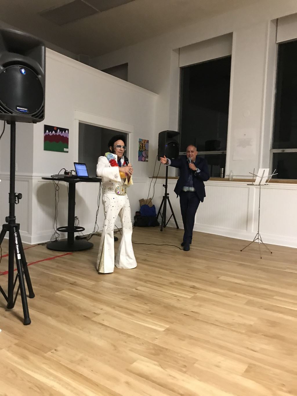 Elvis and black suit singing