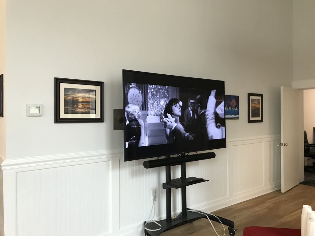TV playing black and white movie
